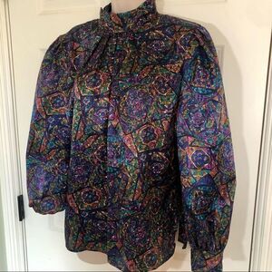 LAURA & Jayne vintage purple paisley mod blouse‎ size M